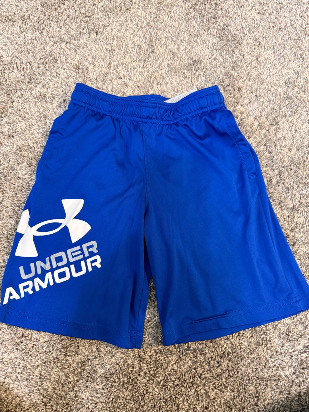 Under Armour Bright Blue Boys' Athletic Shorts with White Logo